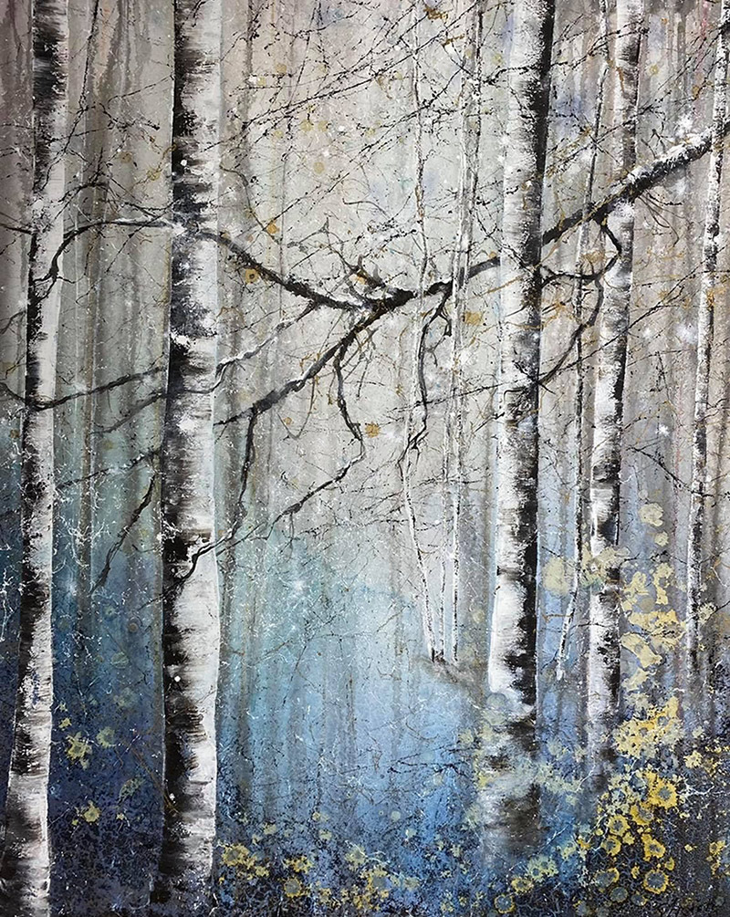 STIMMUNG IM BIRKENWALD Kurs mit Monika Biermann im Atelier boesner in Aarberg