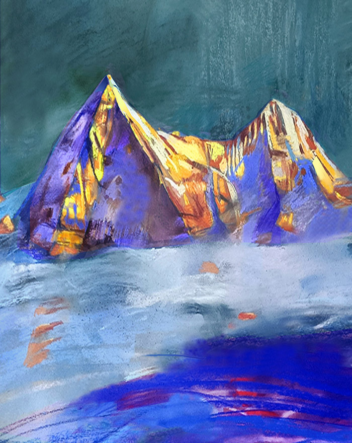 LEUCHTENDE ALPEN IN PASTELL von Izabela Marcinek Kurs im Atelier boesner in Unterentfelden mit Izabela Marcinek