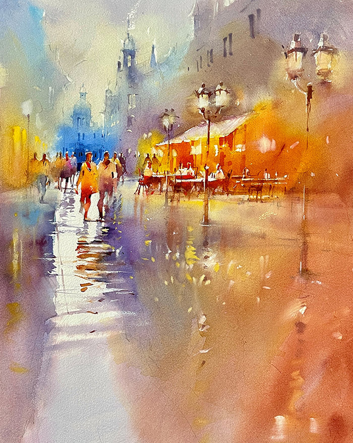 DIE MAGIE DES FARBFLUSSES IM AQUARELL von Viktoria Prischedko Kurs im Atelier boesner in Münchwilen mit Viktoria Prischedko