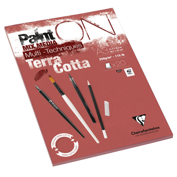 Clairefontaine Paint On Terracotta Multitechnik-Papier – terracottafarben, leicht rau