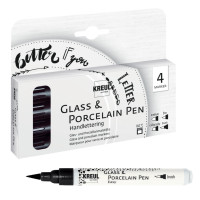 Kreul Glass & Porcelain Pen Handlettering-Set | Schwarz, 4 Strichbreiten