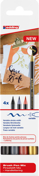 Edding® 1340 Brushpen set métallique