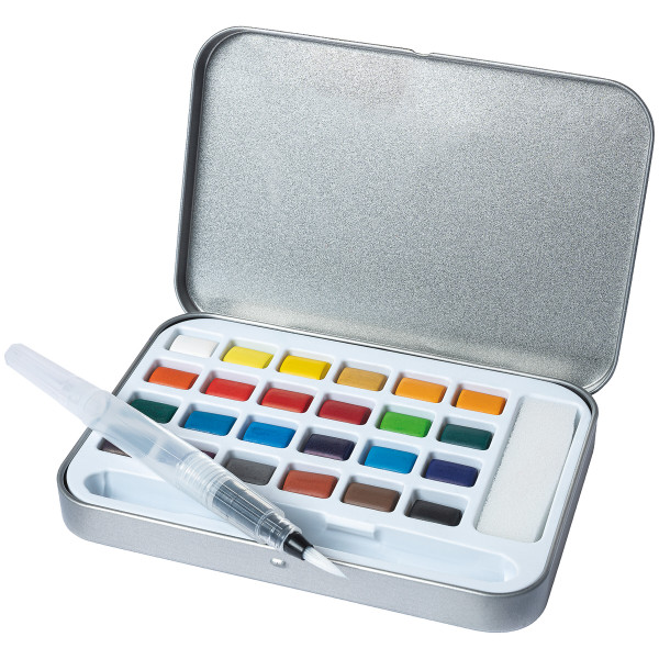 Ars Nova Boîte de peinture aquarelle, 24 demi-godets