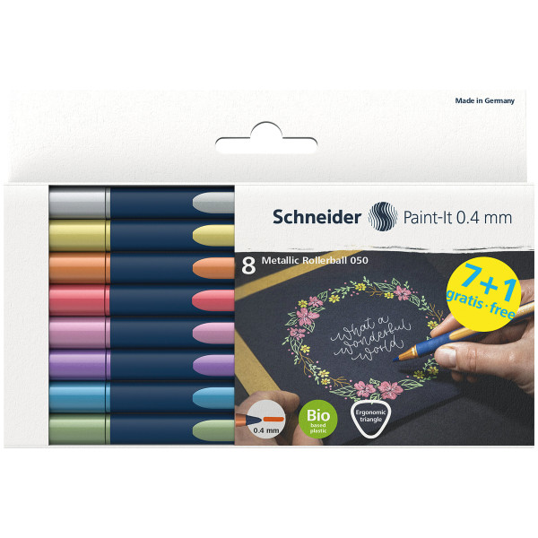 Schneider Metallic Rollerball Set mit 8 Stiften