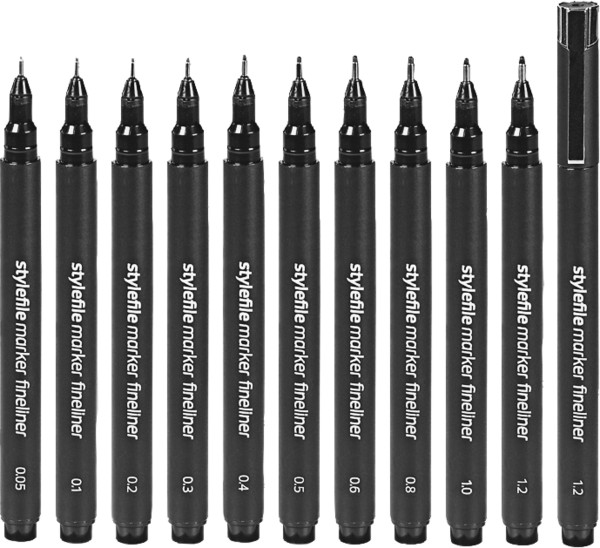 Stylefile Fineliner-Set mit 10 Stiften