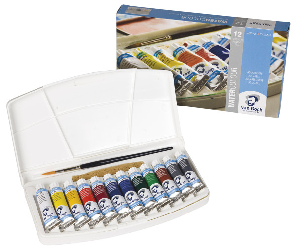 Royal Talens – Van Gogh Aquarellkasten mit 12x 10 ml, Allgemeine Farbauswahl