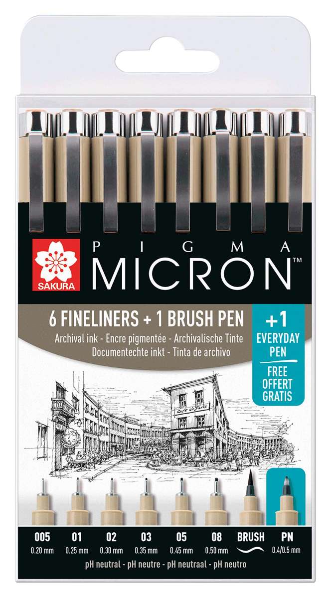 SAKURA PIGMA Micron Graustift-Set – 8 Stifte, Permanent & Wasserfest, Für Zeichnen & Sketchnotes