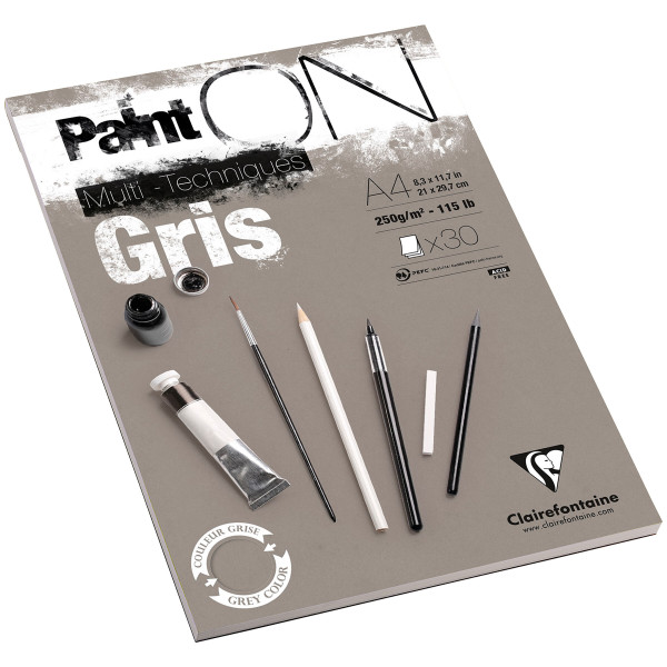 Clairefontaine Paint On Gris Multitechnik-Papier – grau, rau