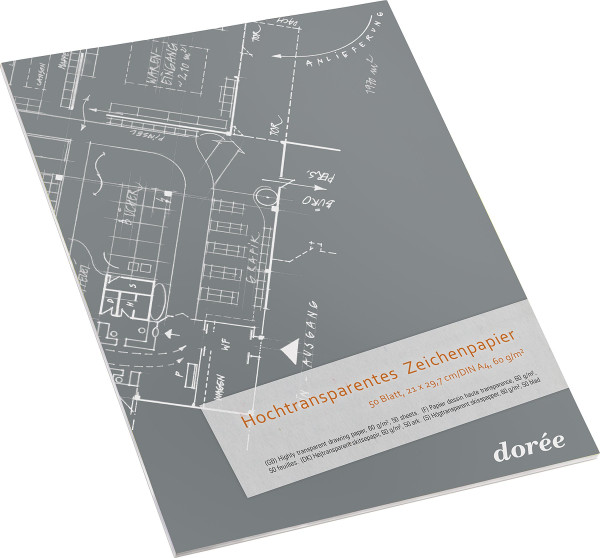 60 g/m², Block mit 50 Blatt | Dorée Hochtransparentes Zeichenpapier