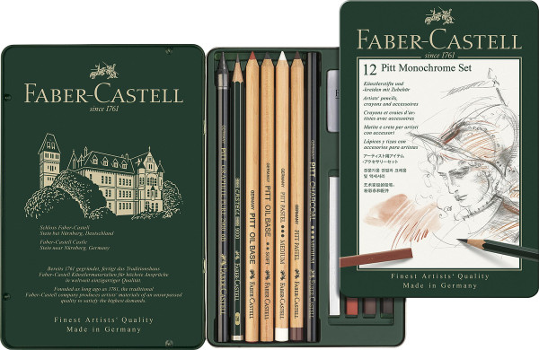 Faber-Castell Pitt Monochrome Set de 12 pièces