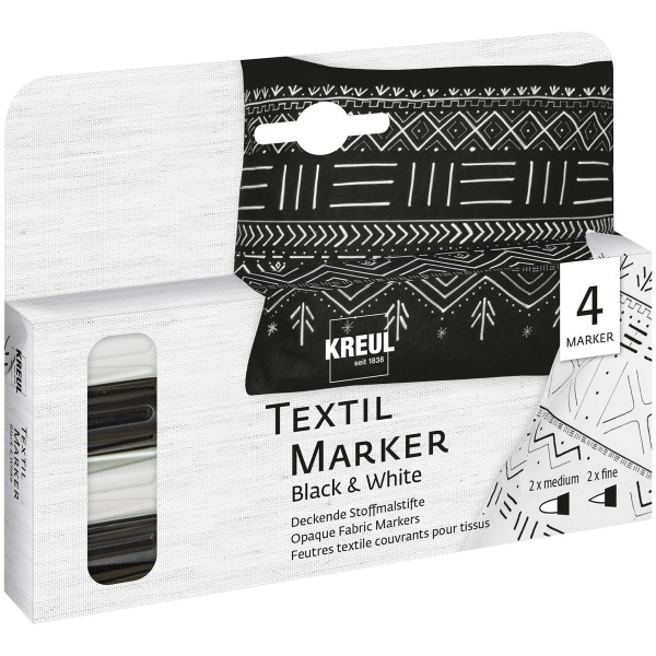 Kreul Marqueur textile opaque set de Black & White