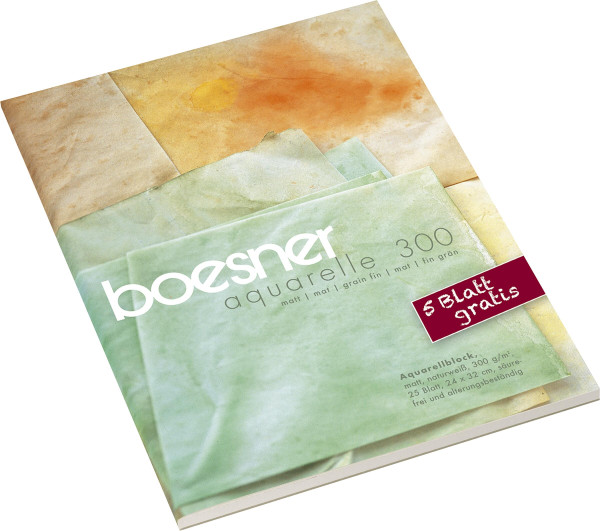 boesner – Aquarelle 300 Profi-Aquarellblock, 24 x 32 cm mit 5 Blatt gratis