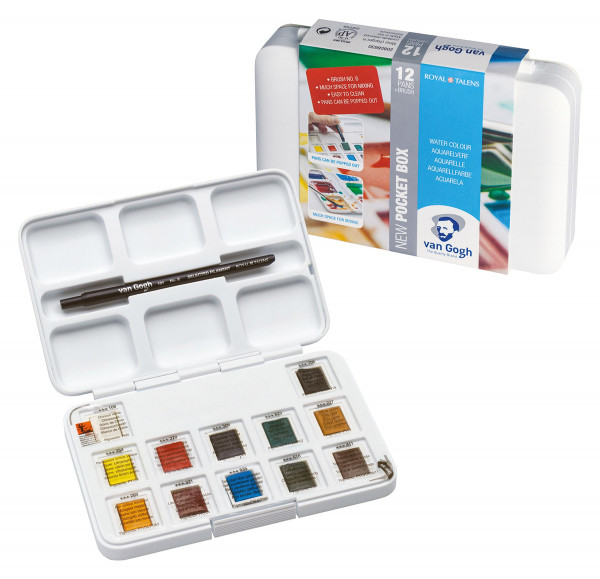 Royal Talens – Van Gogh Pocket Box avec 12 demi-godets Teintes standards