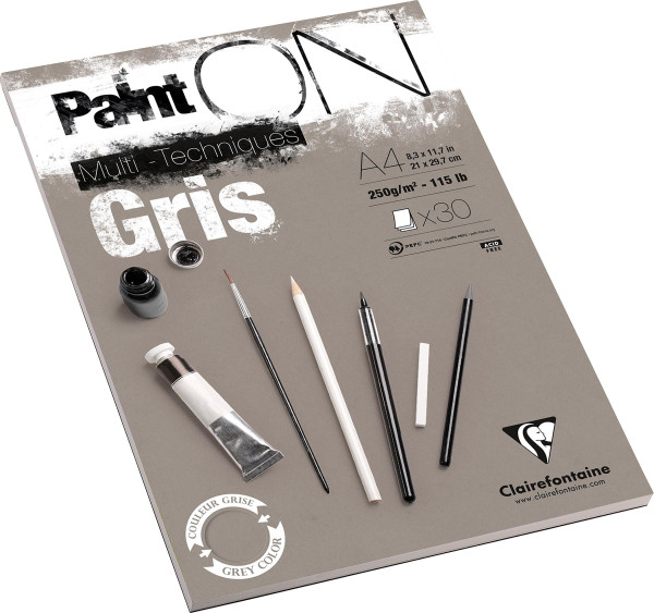 Clairefontaine Paint On Gris Multitechnik-Papier – grau, rau