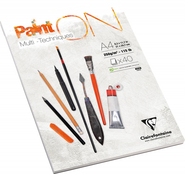 Clairefontaine Paint On Multitecknik-Papier – Weiß, glatt