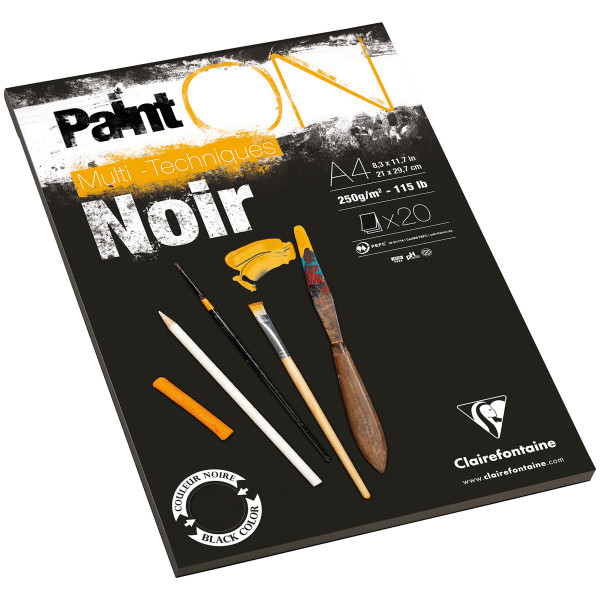 Clairefontaine Paint On Noir Multitechnik-Papier – schwarz, rau