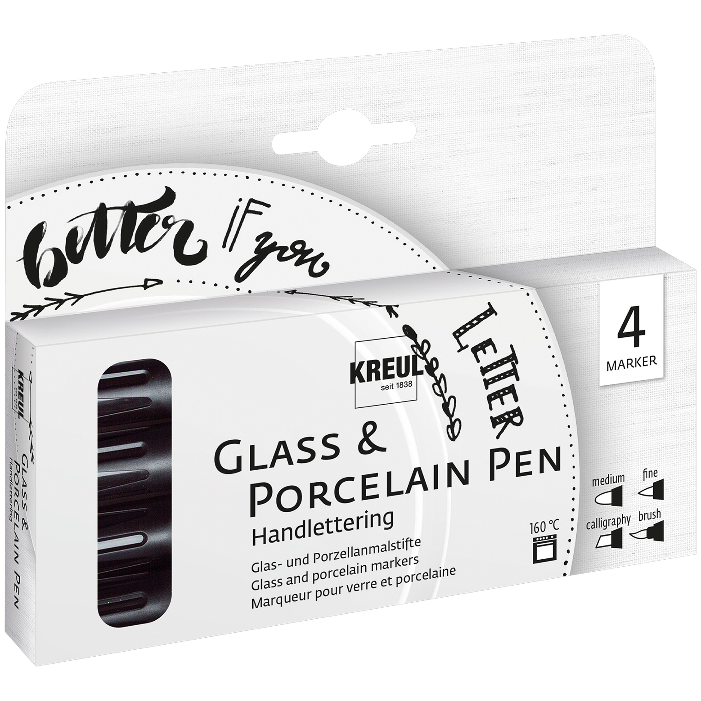 KREUL Glas- & Porzellanmalstift Clear Hellblau – Formstabile Spitze, 2-4 Mm, Wasserbasiert, Einbrennbar